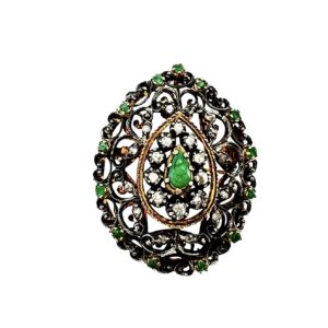 Spilla pendente antica rosette e smeraldi