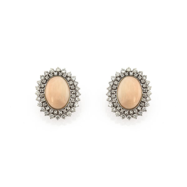 Orecchini corallo rosa e diamanti