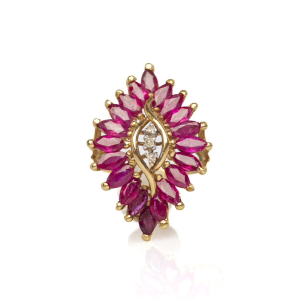 Anello rubini navette