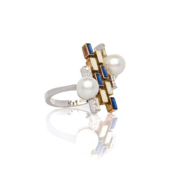 Anello perle e smalti - immagine 2