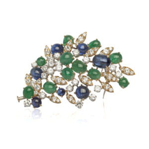 Spilla cabochon e diamanti