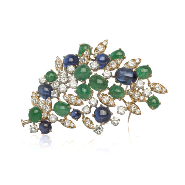 Spilla cabochon e diamanti