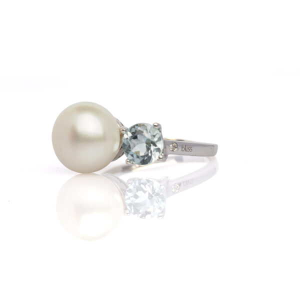 BLISS - Anello perla e acquamarina - immagine 2