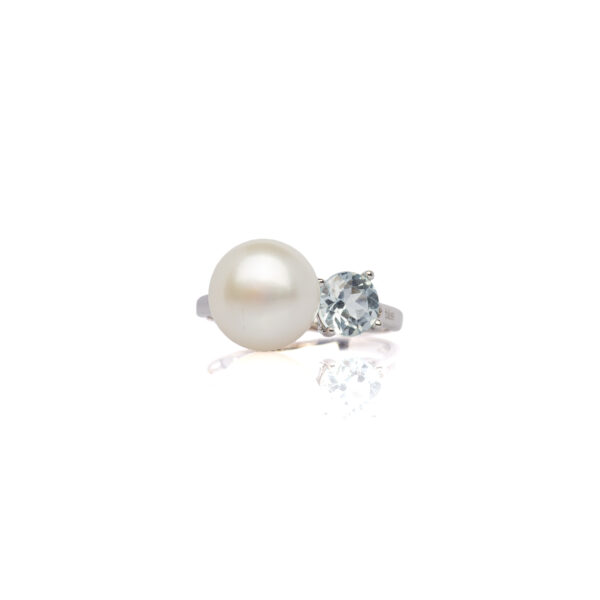 BLISS - Anello perla e acquamarina