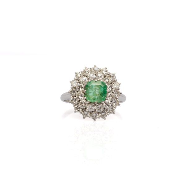 Anello fiore smeraldo